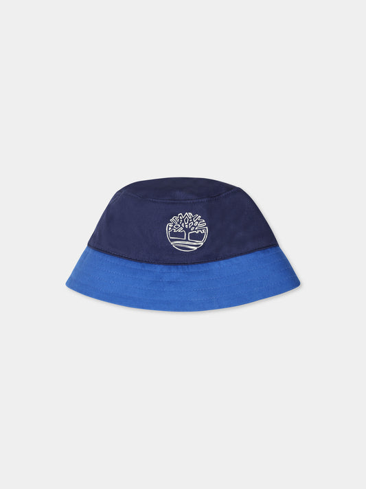 Cloche réversible bleue pour bébé garçon avec logo