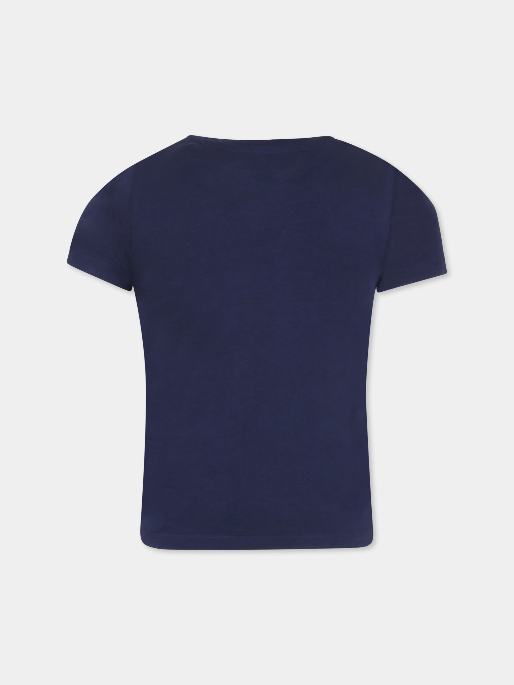 T-shirt blu per bambina con logo,Michael Kors,R30314 849