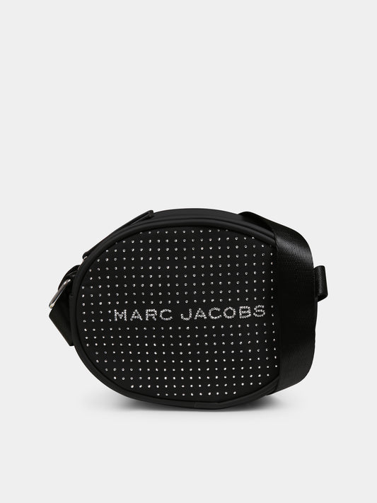 Borsa nera per bambina con logo e strass,Marc Jacobs,W60412 09B