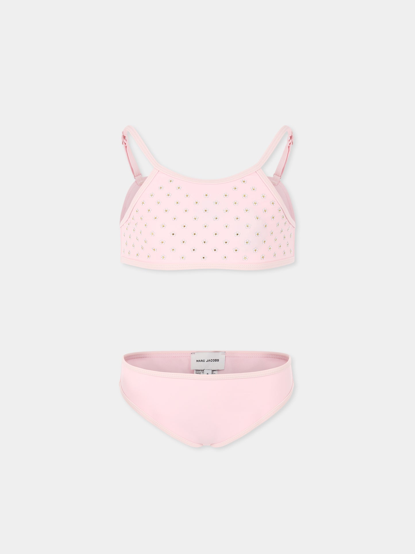 Bikini rose pour fille avec fleurs