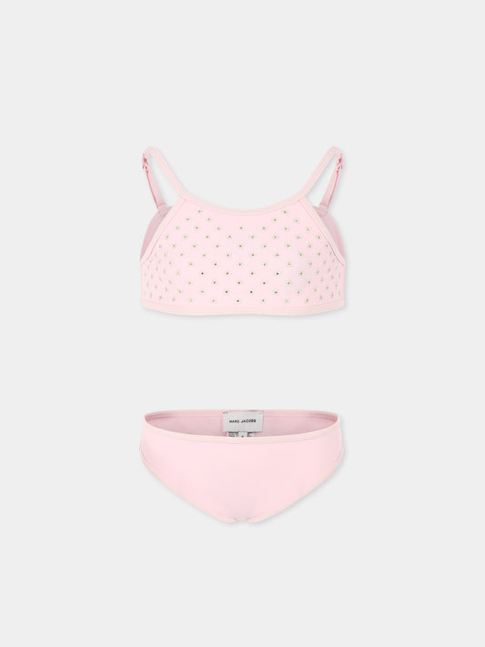Bikini rose pour fille avec fleurs