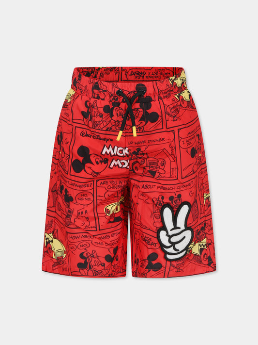 Boxer mare rosso per bambino con stampa Mickey Mouse,Marc Jacobs,W60505 992