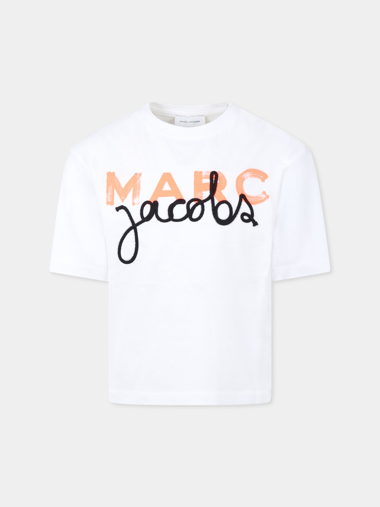 T-shirt bianca per bambini con logo,Marc Jacobs,W60455 10P