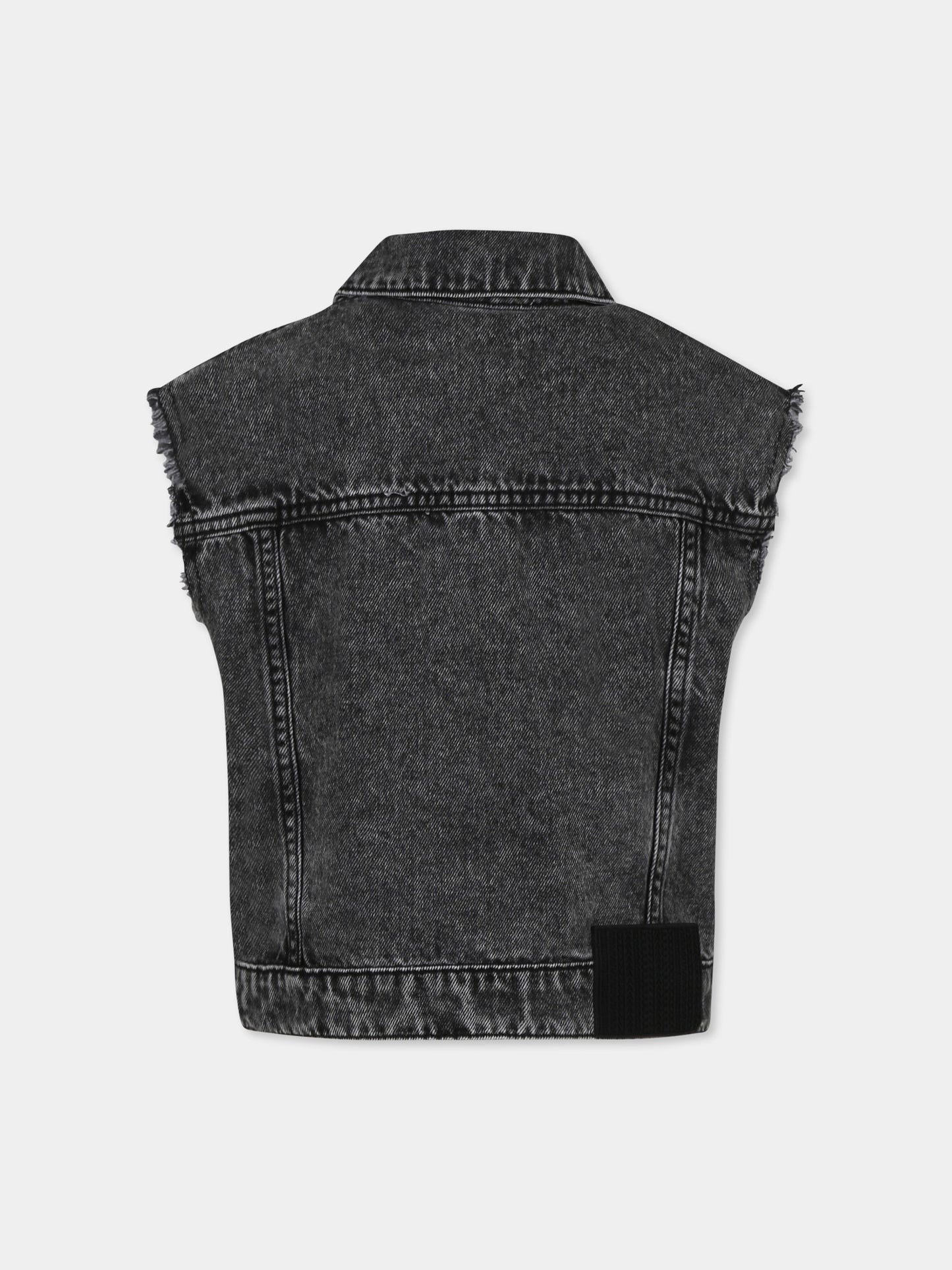 Gilet noir pour fille avec fleurs