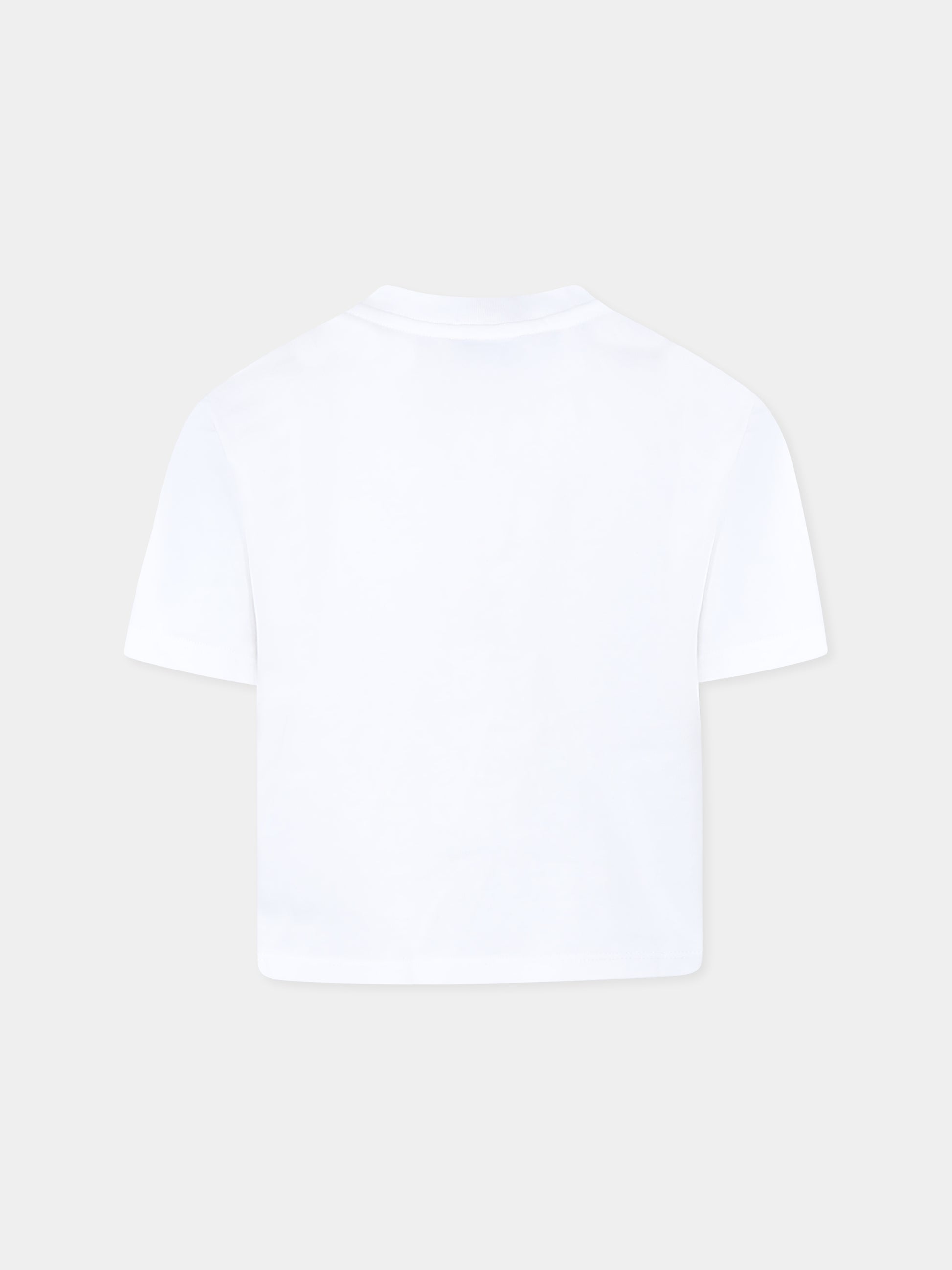 T-shirt bianca per bambina con logo e fiori,Marc Jacobs,W60463 10P