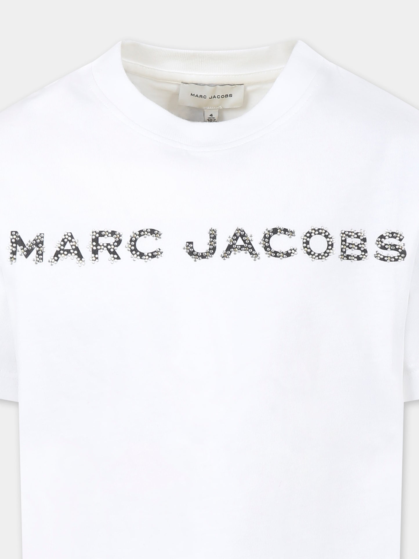 T-shirt bianca per bambina con logo e fiori,Marc Jacobs,W60463 10P