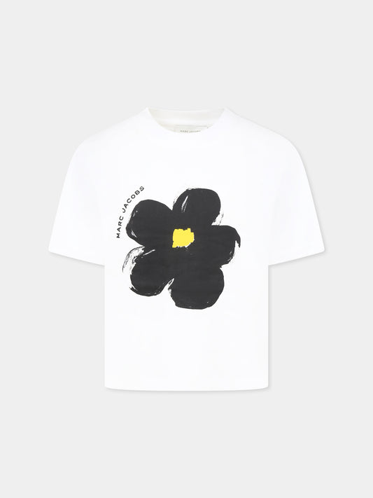 T-shirt bianca per bambina con fiore,Marc Jacobs,W60465 10P