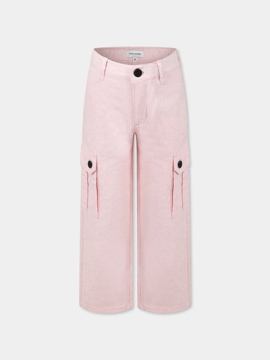 Pantalon rose pour fille avec logo