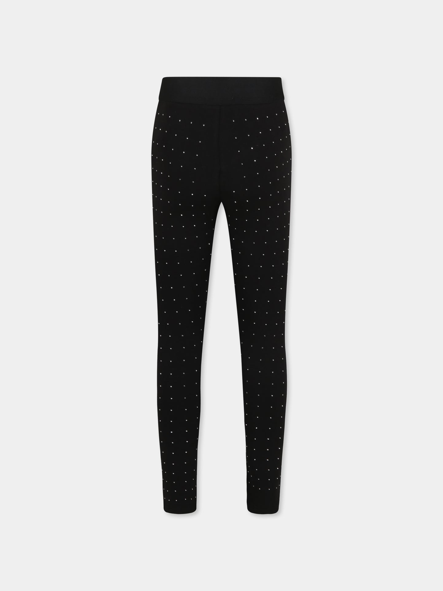Leggings neri per bambina con logo e strass,Marc Jacobs,W60473 09B