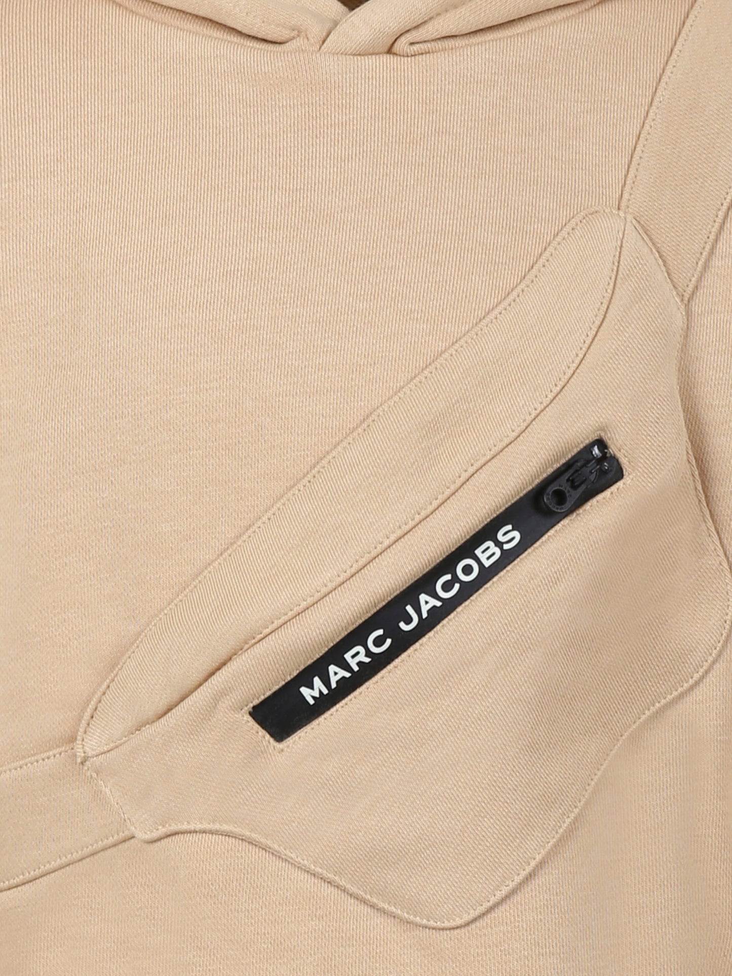 Felpa beige per bambino con marsupio e logo,Marc Jacobs,W60434 21D
