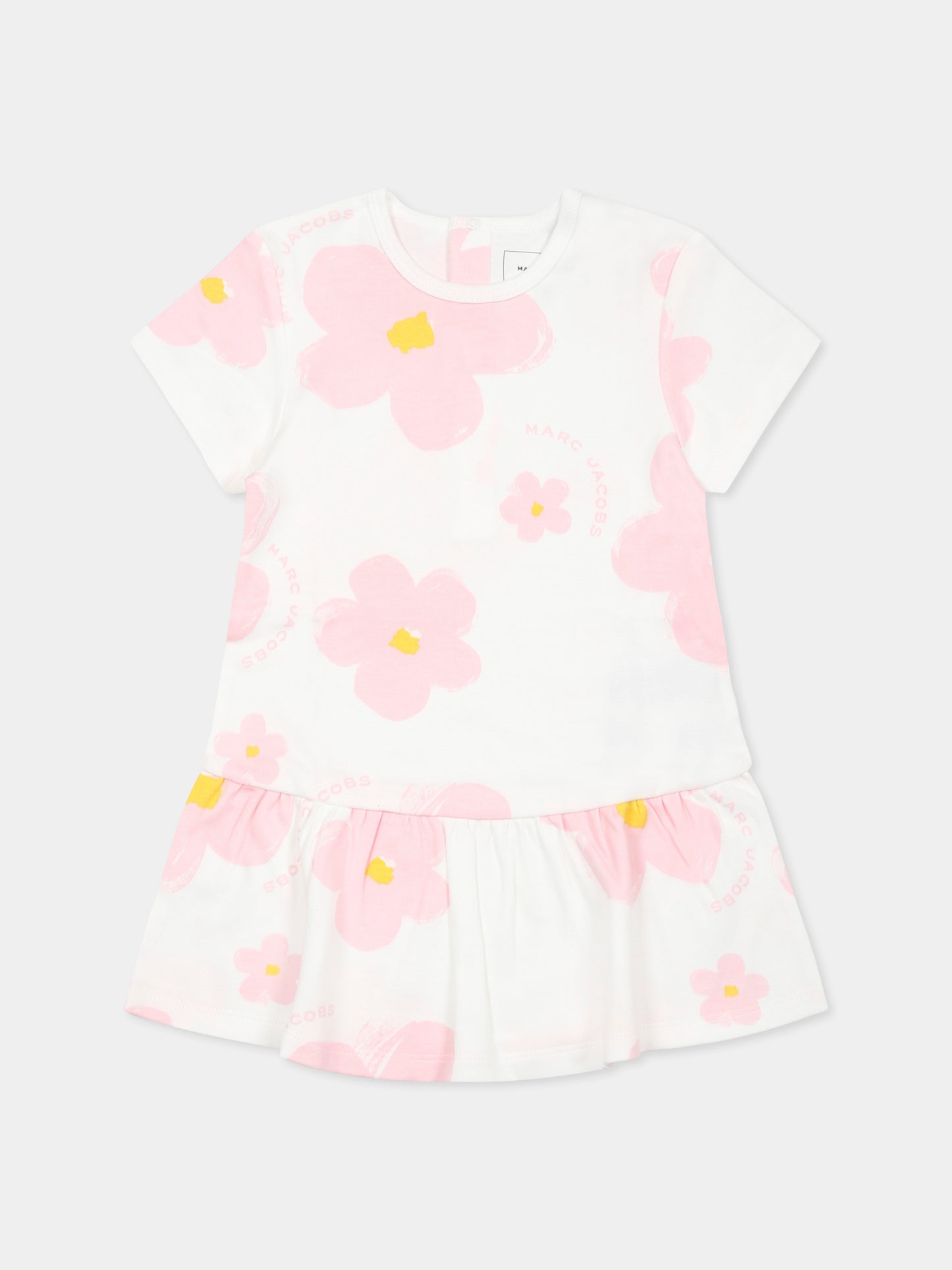 Vestito bianco per neonata con fiori all over,Marc Jacobs,W60506 126