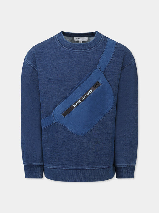 Felpa blu per bambino con logo,Marc Jacobs,W60432 Z10