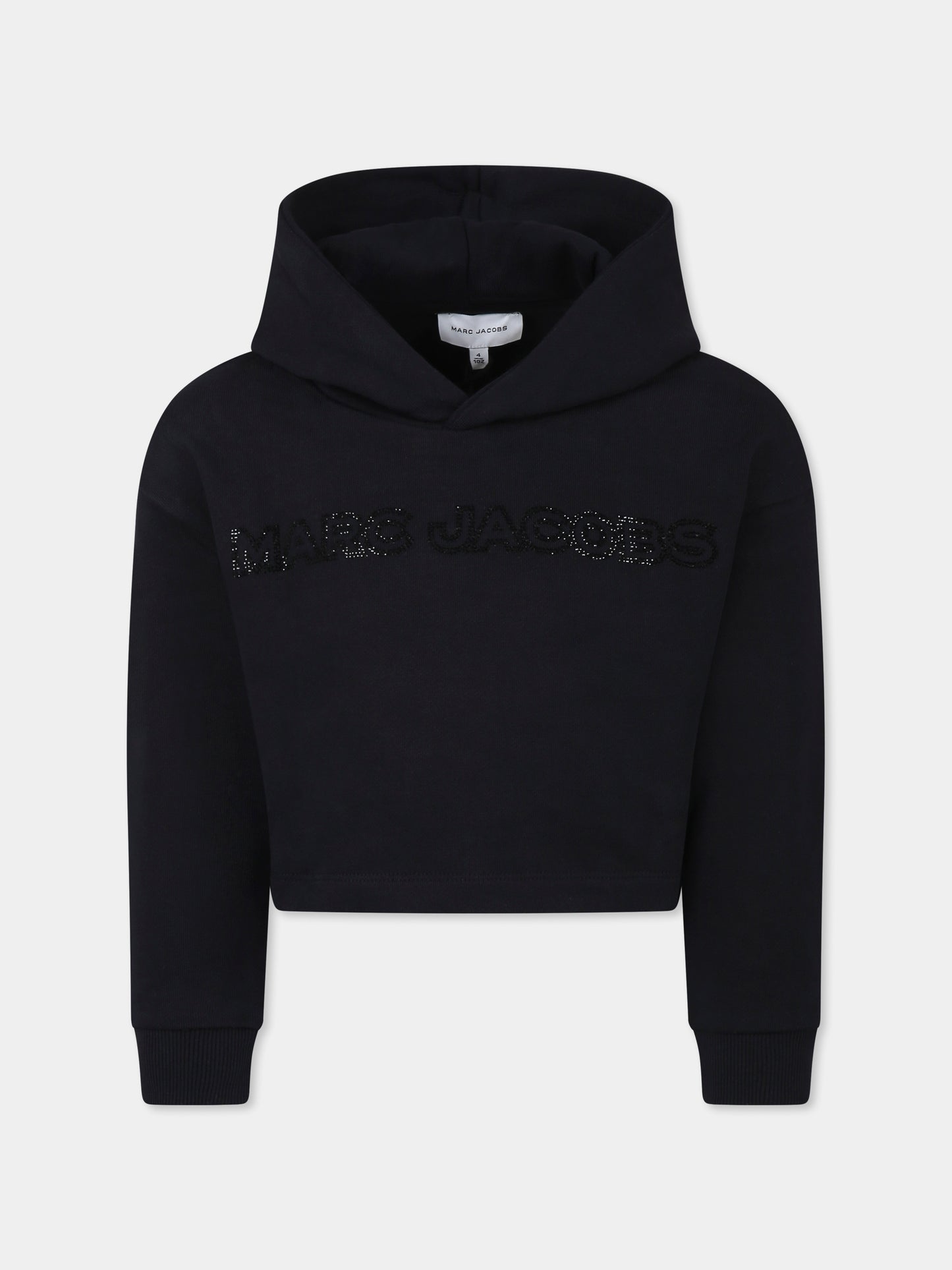 Felpa crop nera per bambina con logo,Marc Jacobs,W60536 09B