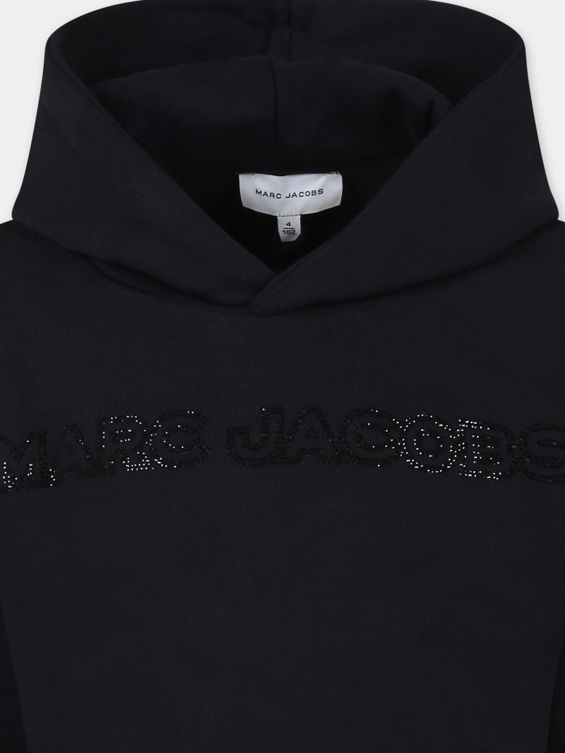 Felpa crop nera per bambina con logo,Marc Jacobs,W60536 09B