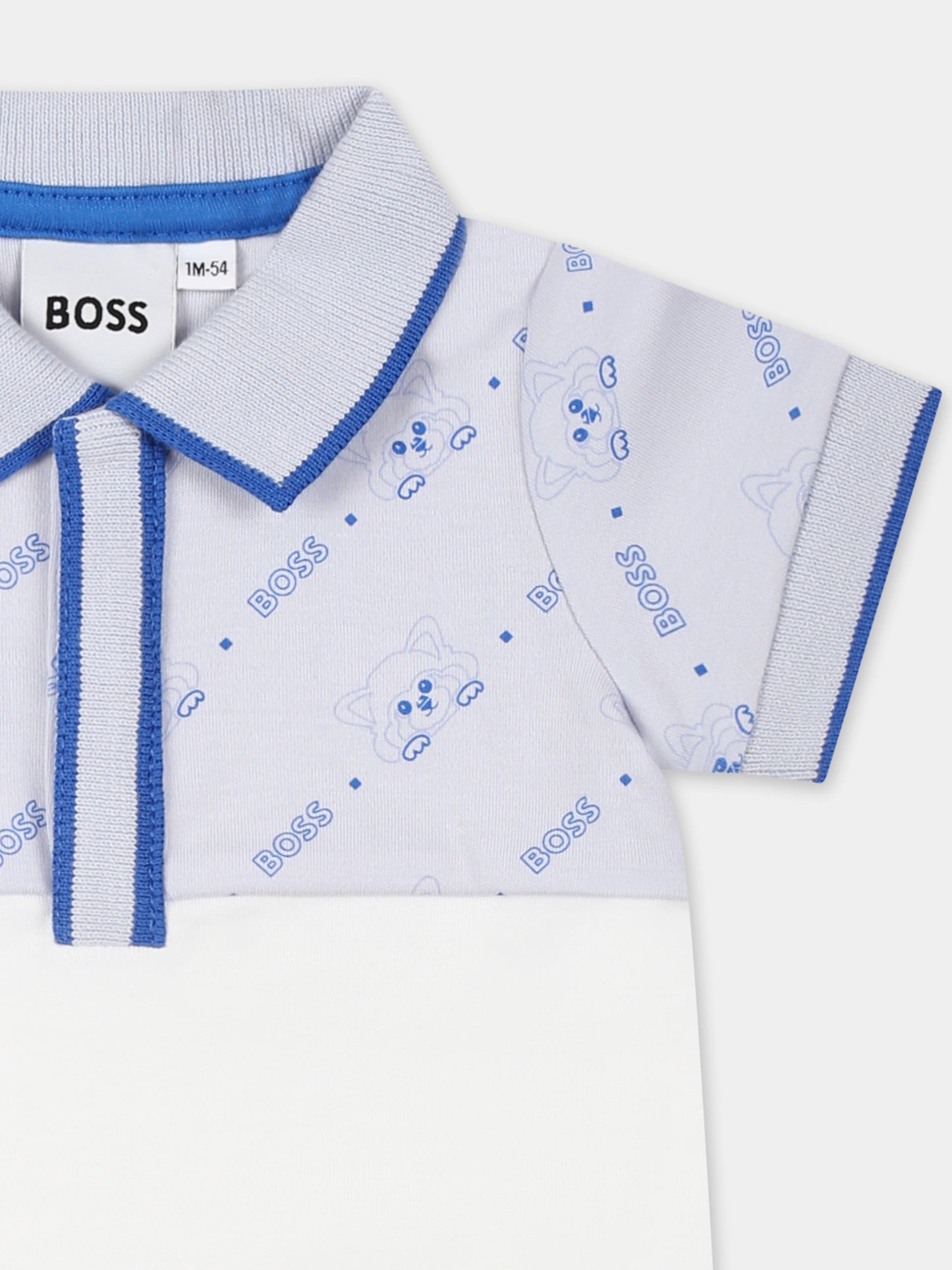 Pagliaccetto bianco per neonato con logo e panda,Boss,J52206 771