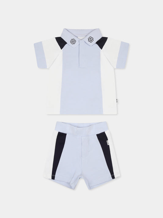 Completo celeste per neonato con logo,Boss,J52211 771