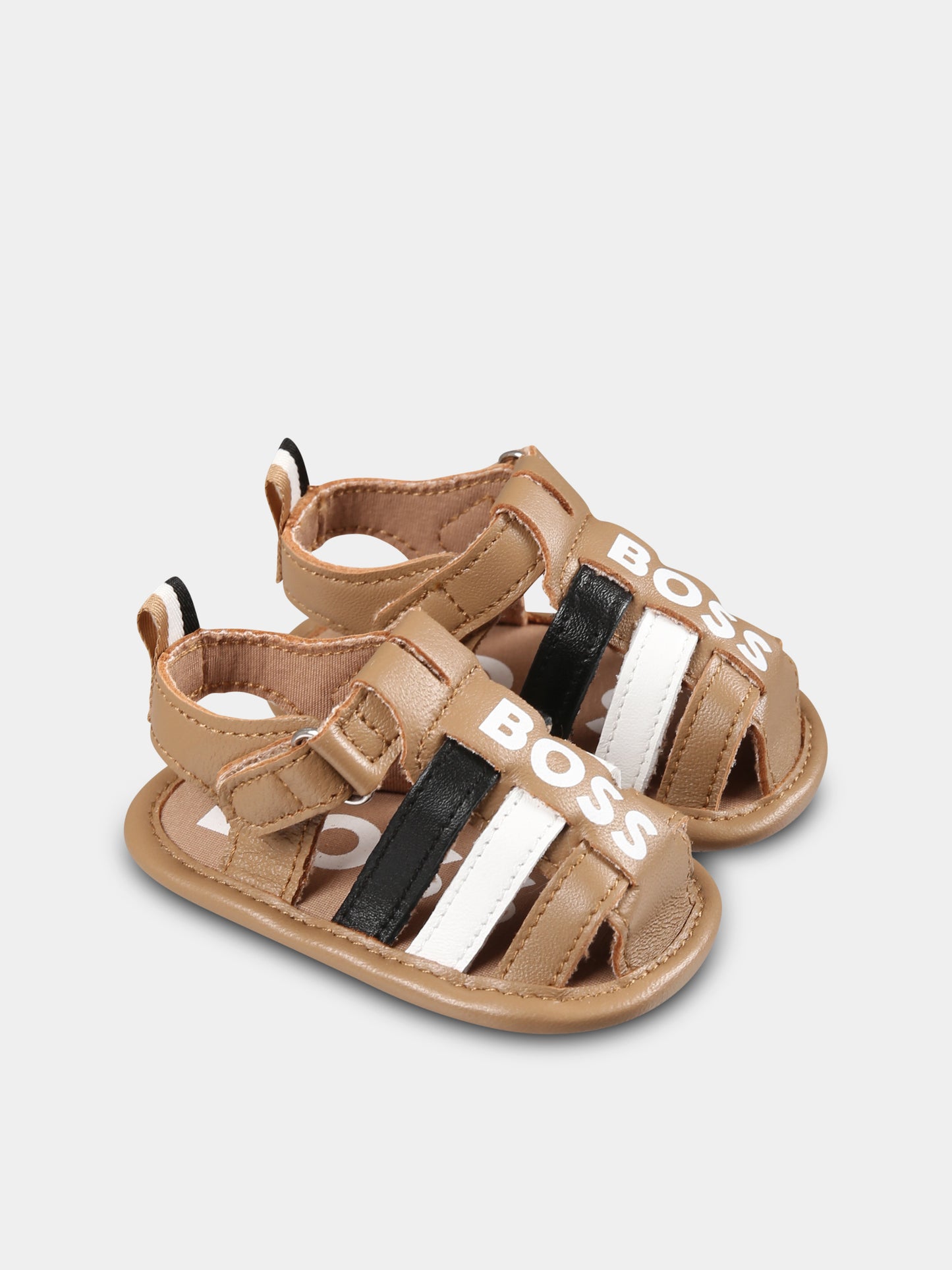 Sandali marroni per neonato con logo,Boss,J51668 269