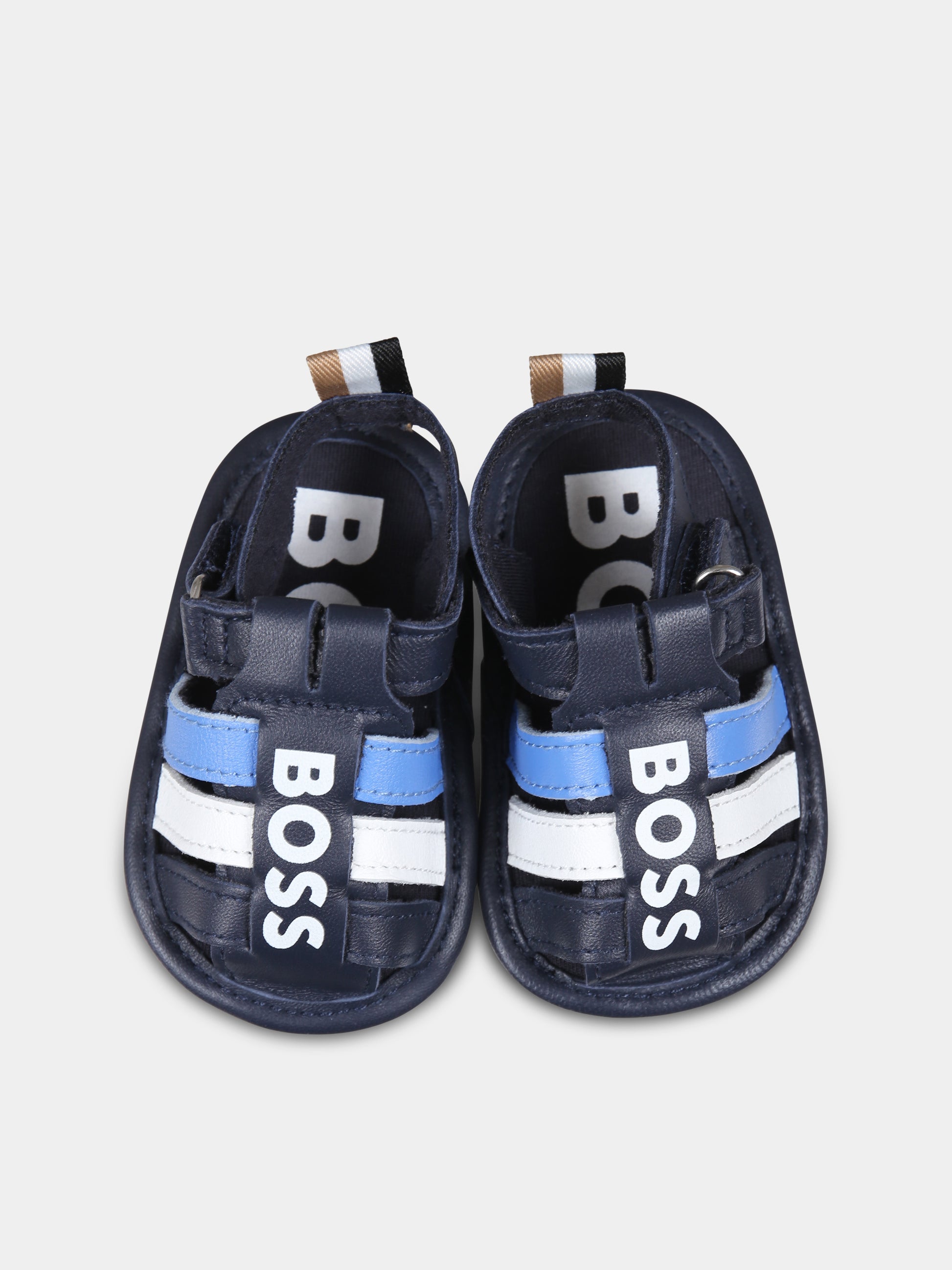 Sandali blu per neonato con logo,Boss,J51668 849