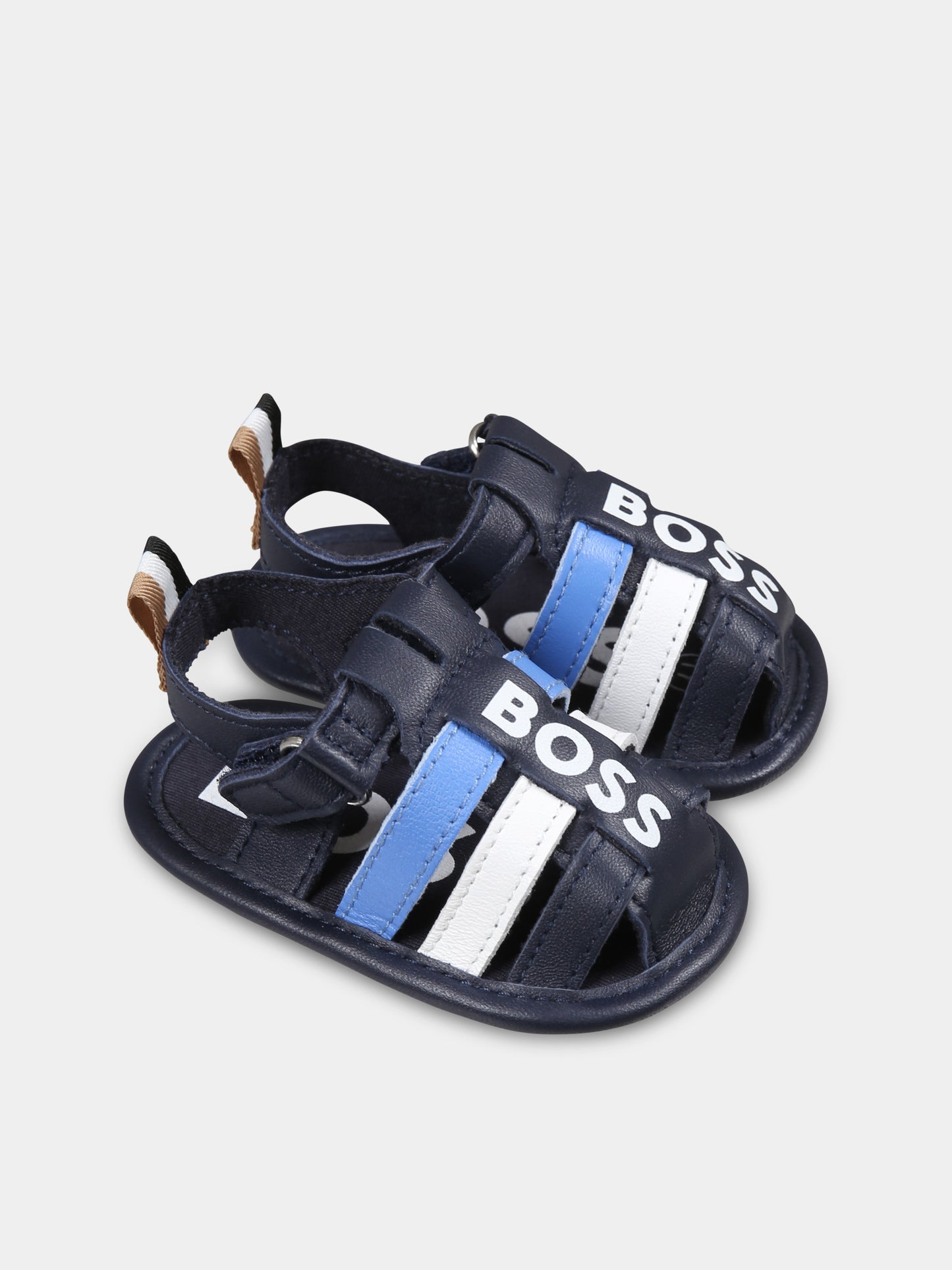 Sandali blu per neonato con logo,Boss,J51668 849