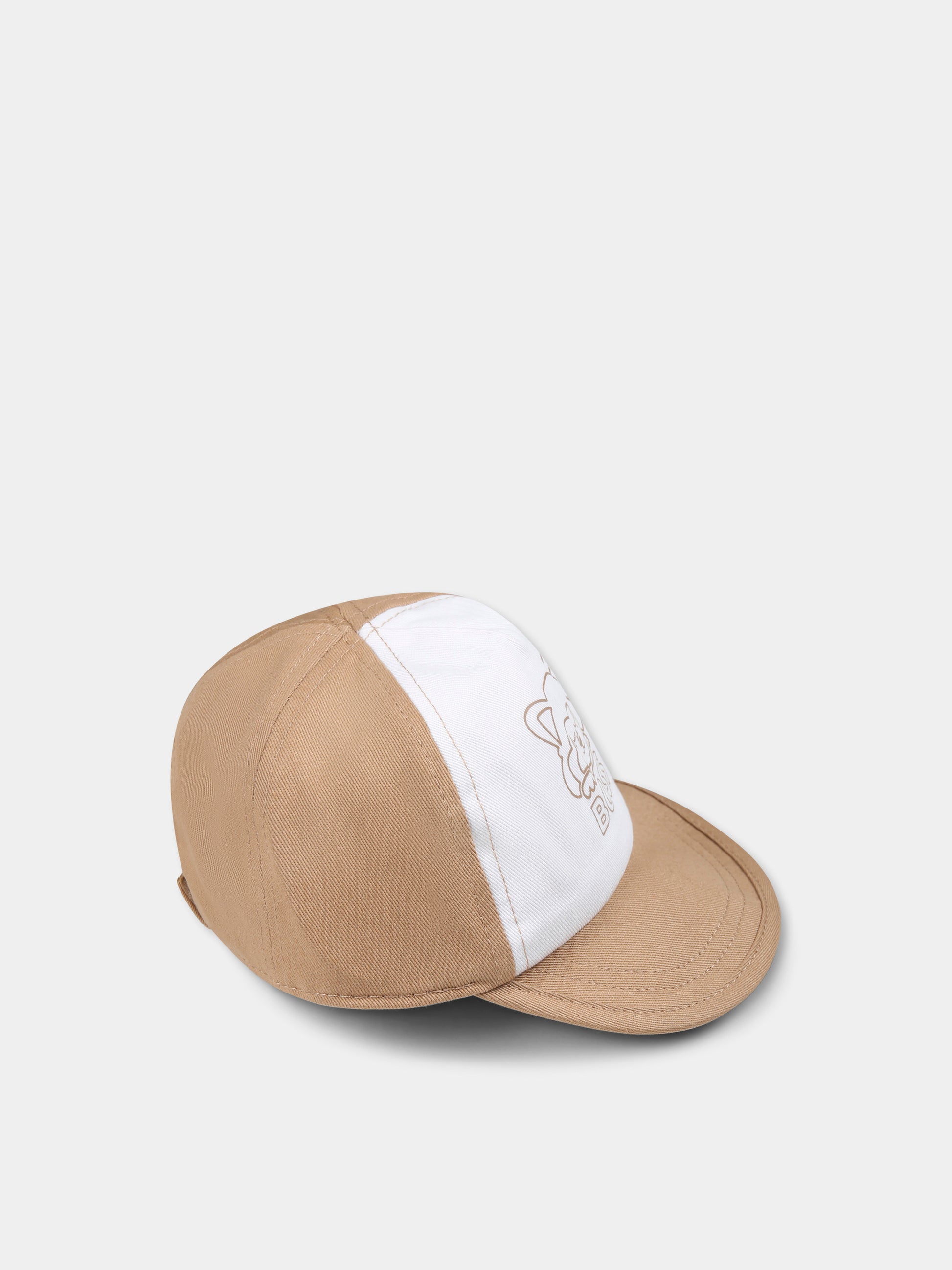 Cappello marrone per neonato con panda e logo,Boss,J51676 269