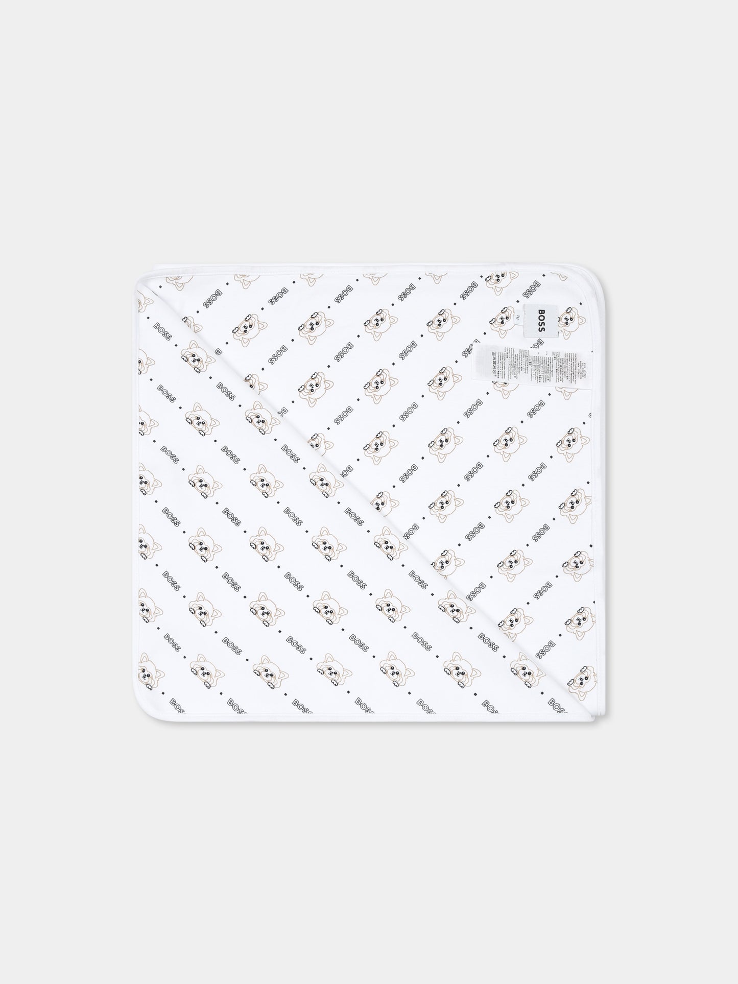 Couverture blanche pour bébé garçon avec logo