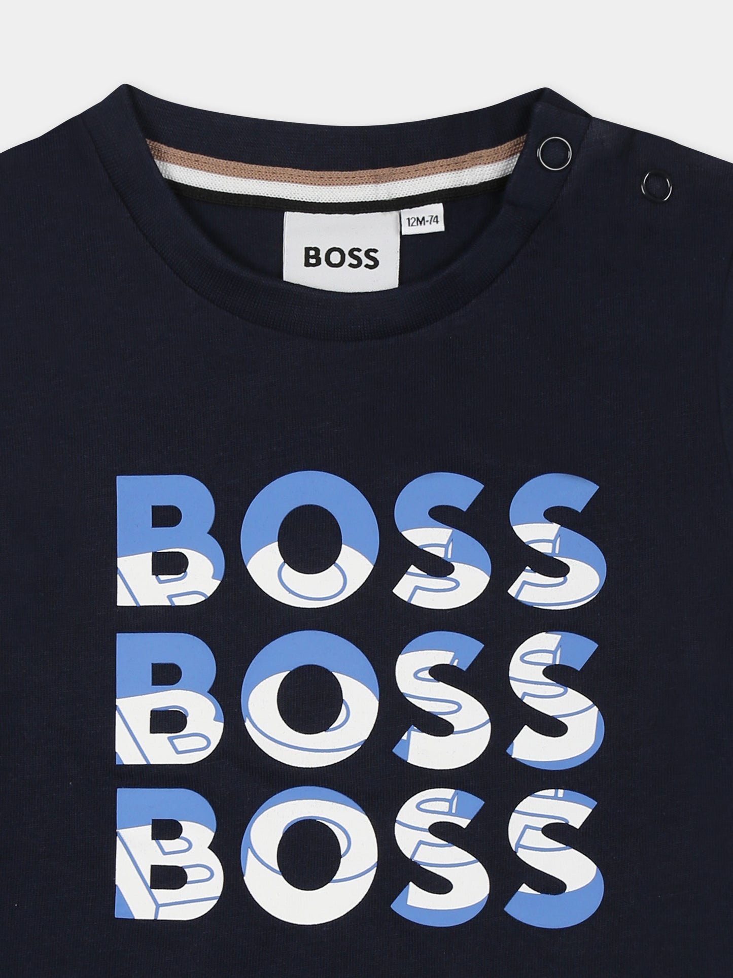 T-shirt blu per neonato con logo,Boss,J52113 849
