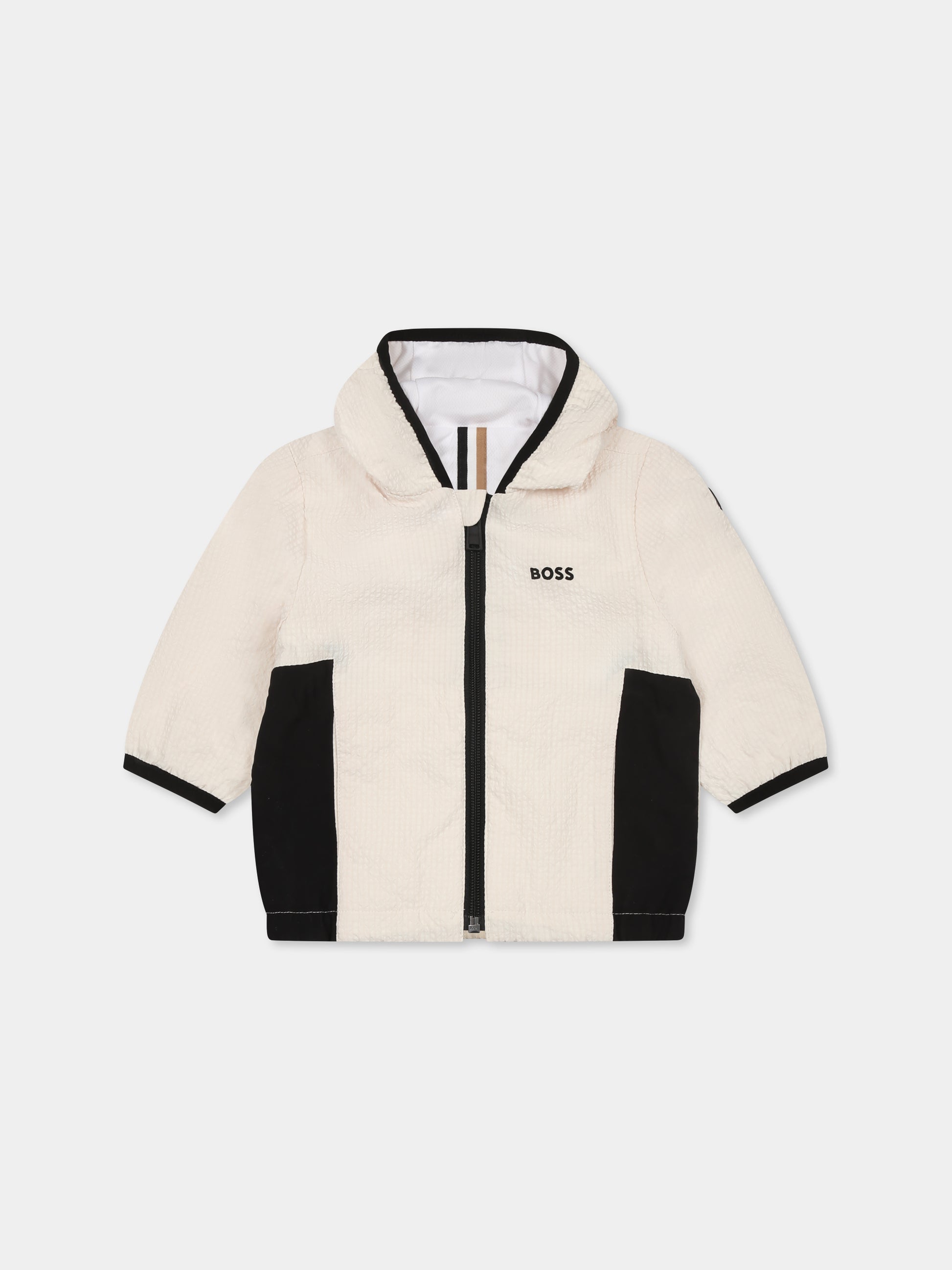 Giacca a vento beige per neonato con logo,Boss,J52123 21C