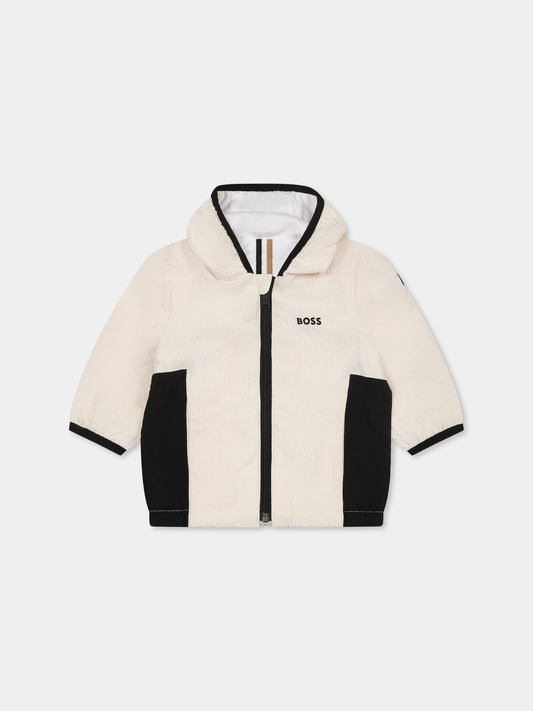 Giacca a vento beige per neonato con logo,Boss,J52123 21C