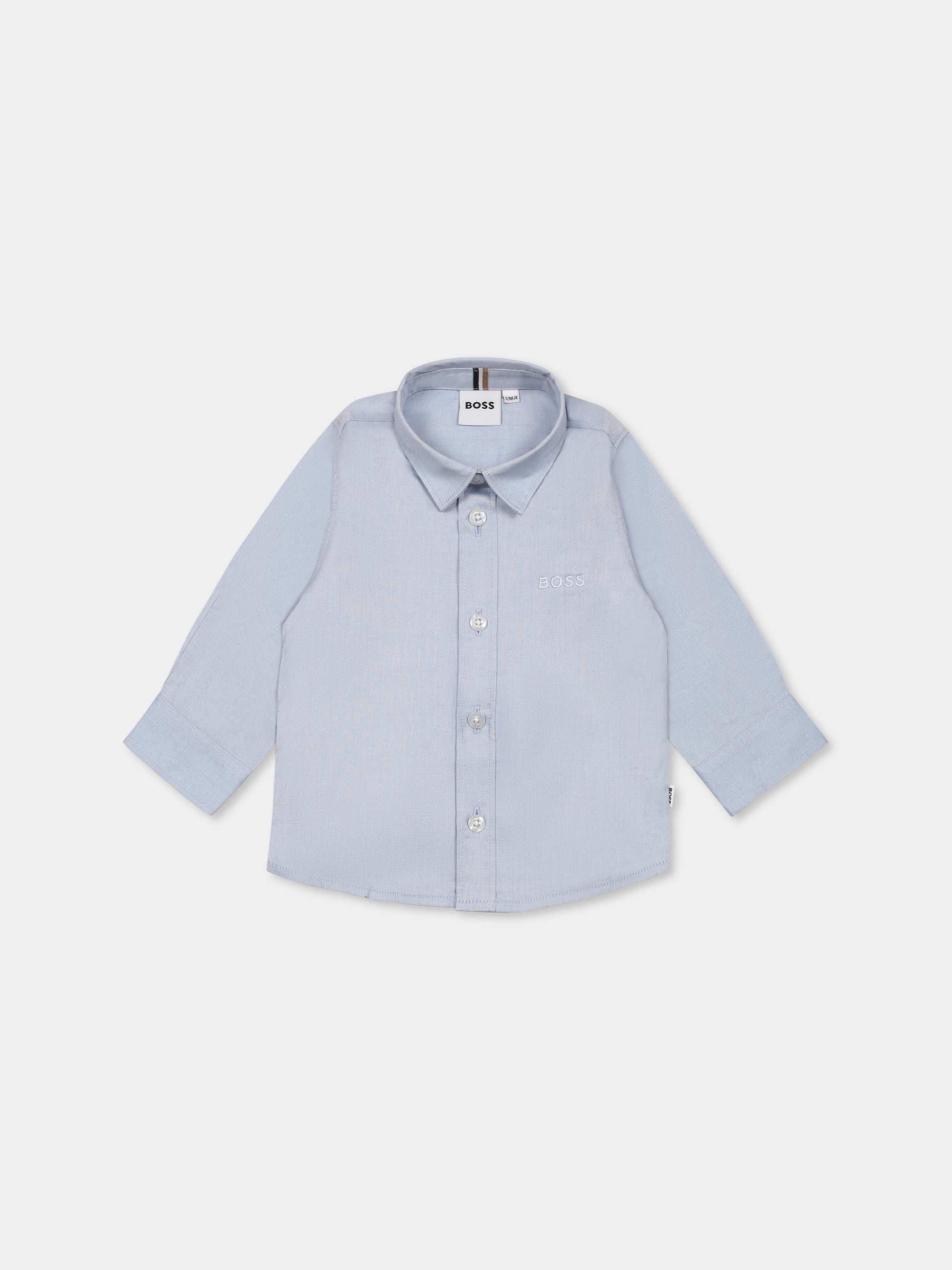 Camicia celeste per neonato con logo,Boss,J52087 77D