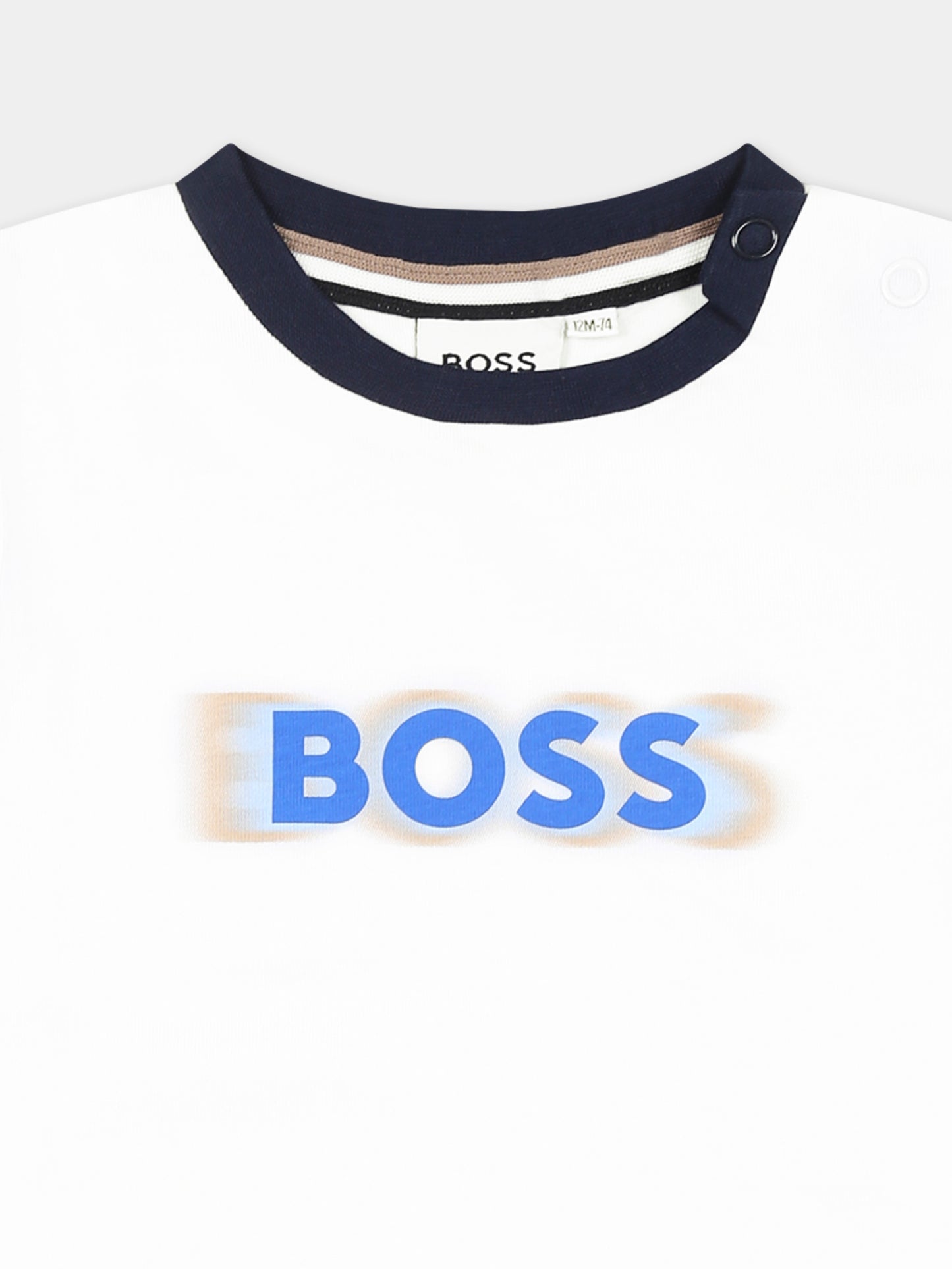 T-shirt bianca per neonato con logo,Boss,J52104 10P