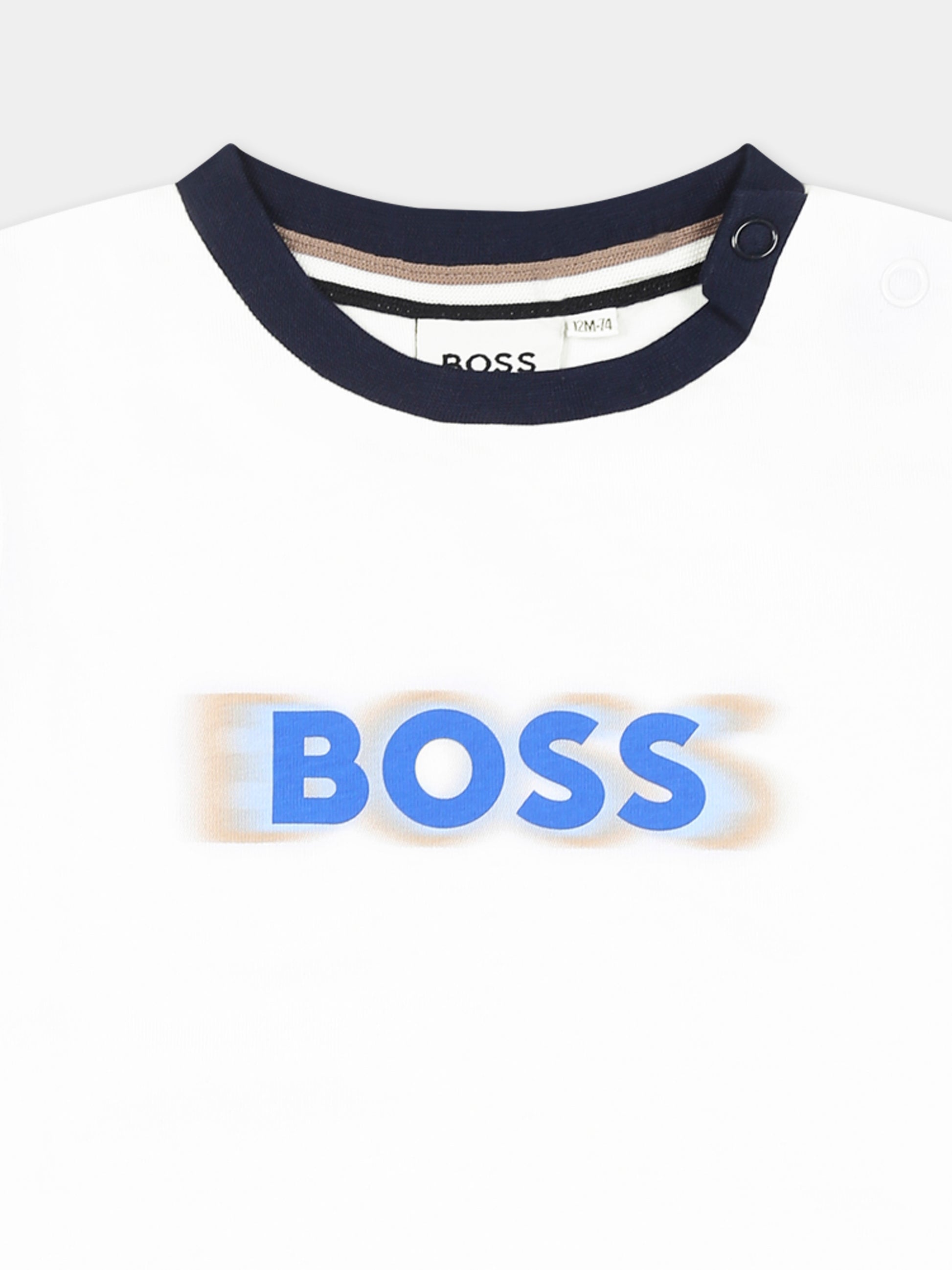 T-shirt bianca per neonato con logo,Boss,J52104 10P