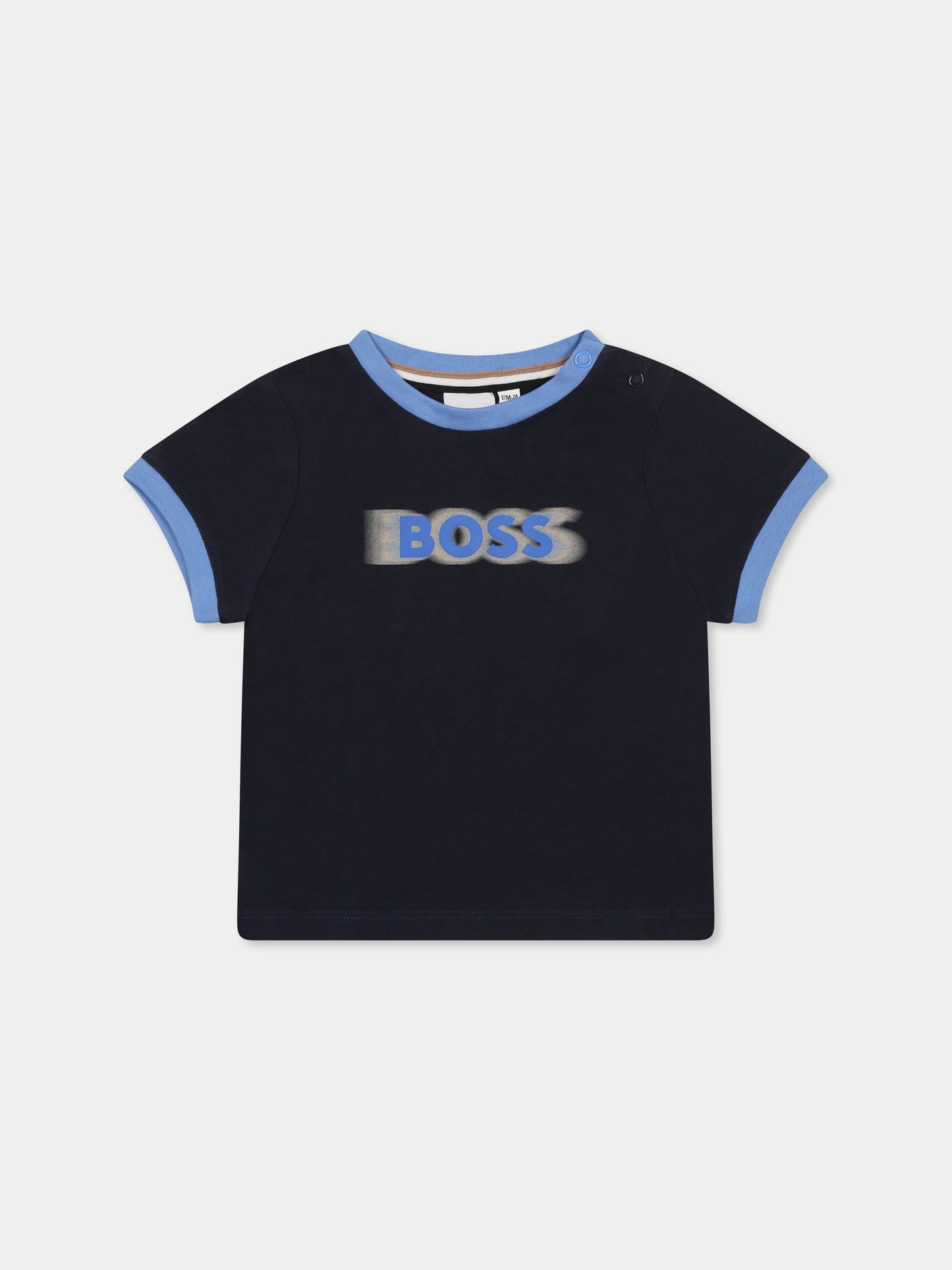 T-shirt blu per neonato con logo,Boss,J52104 849
