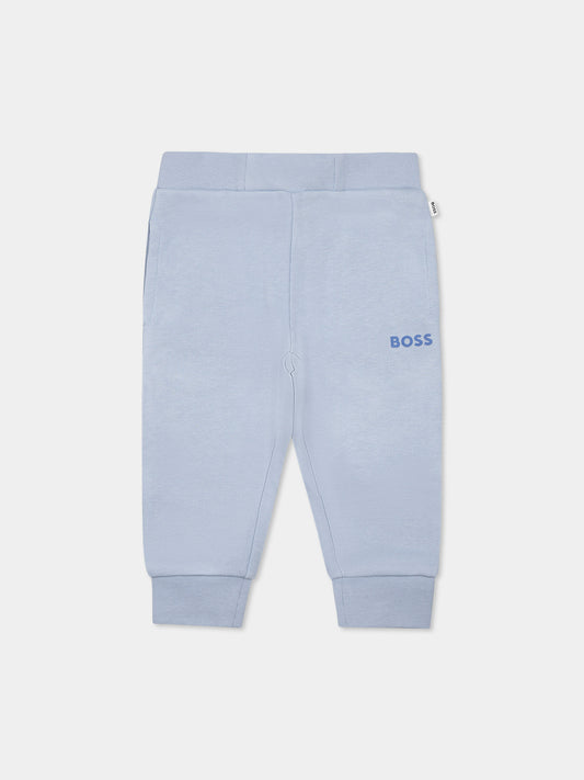 Pantalon bleu clair pour bébé garçon avec logo