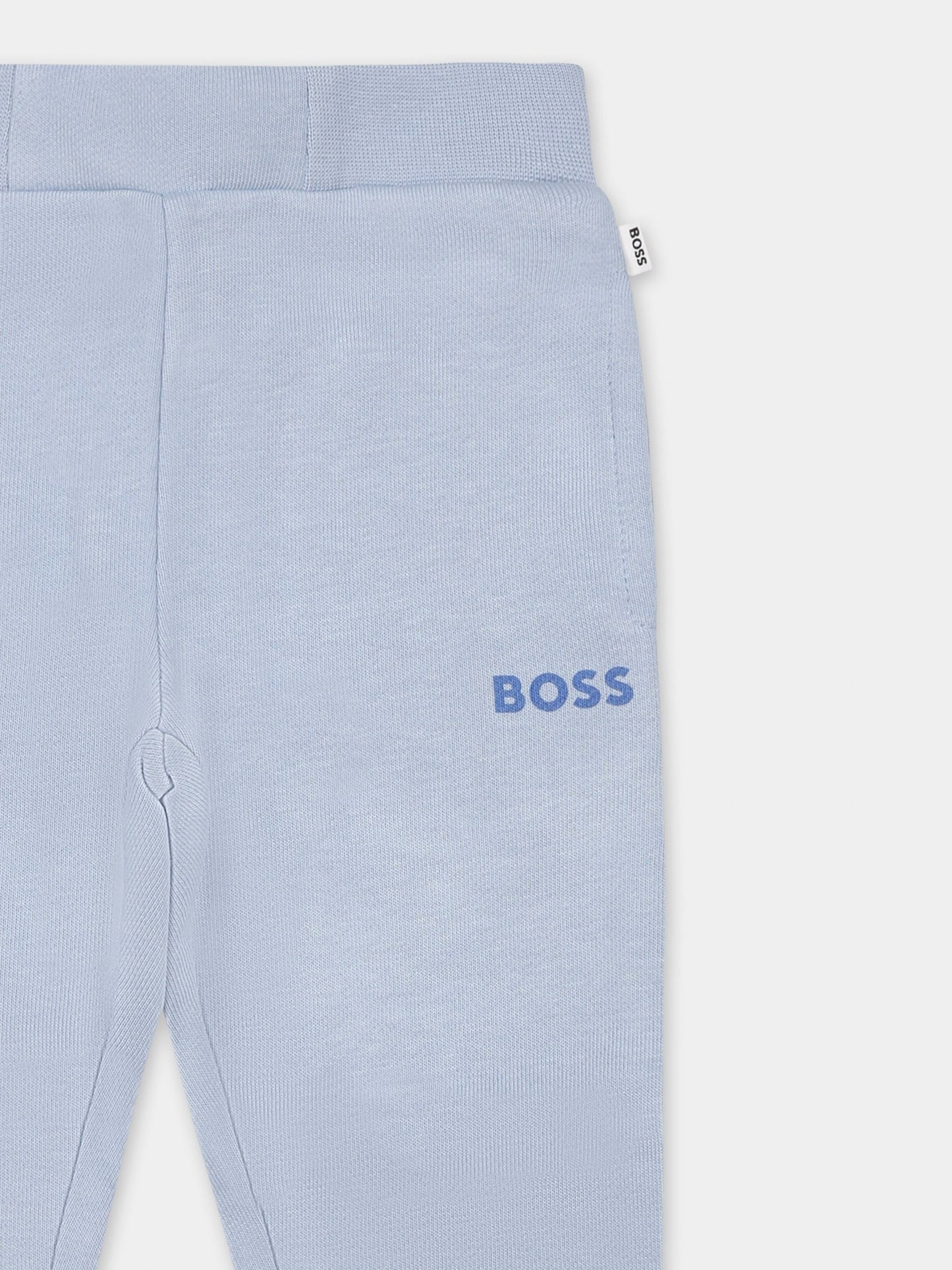 Pantalon bleu clair pour bébé garçon avec logo