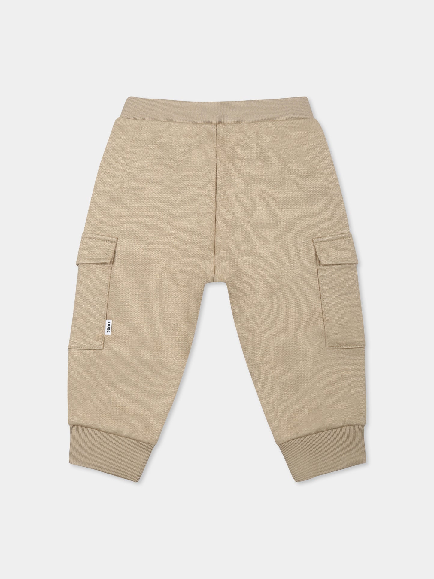 Pantaloni beige per neonato con logo,Boss,J52076 249