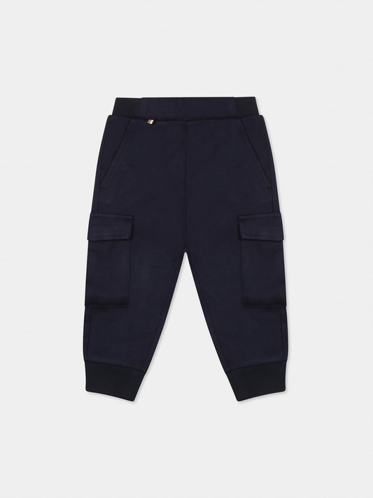 Pantalon bleu pour bébé garçon avec logo