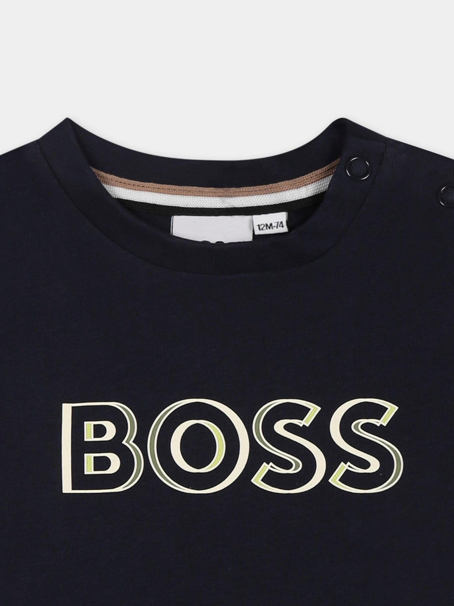 T-shirt blu per neonato con logo,Boss,J52107 849