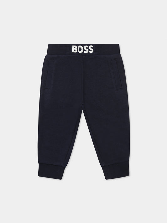 Pantalon bleu pour bébé garçon avec logo