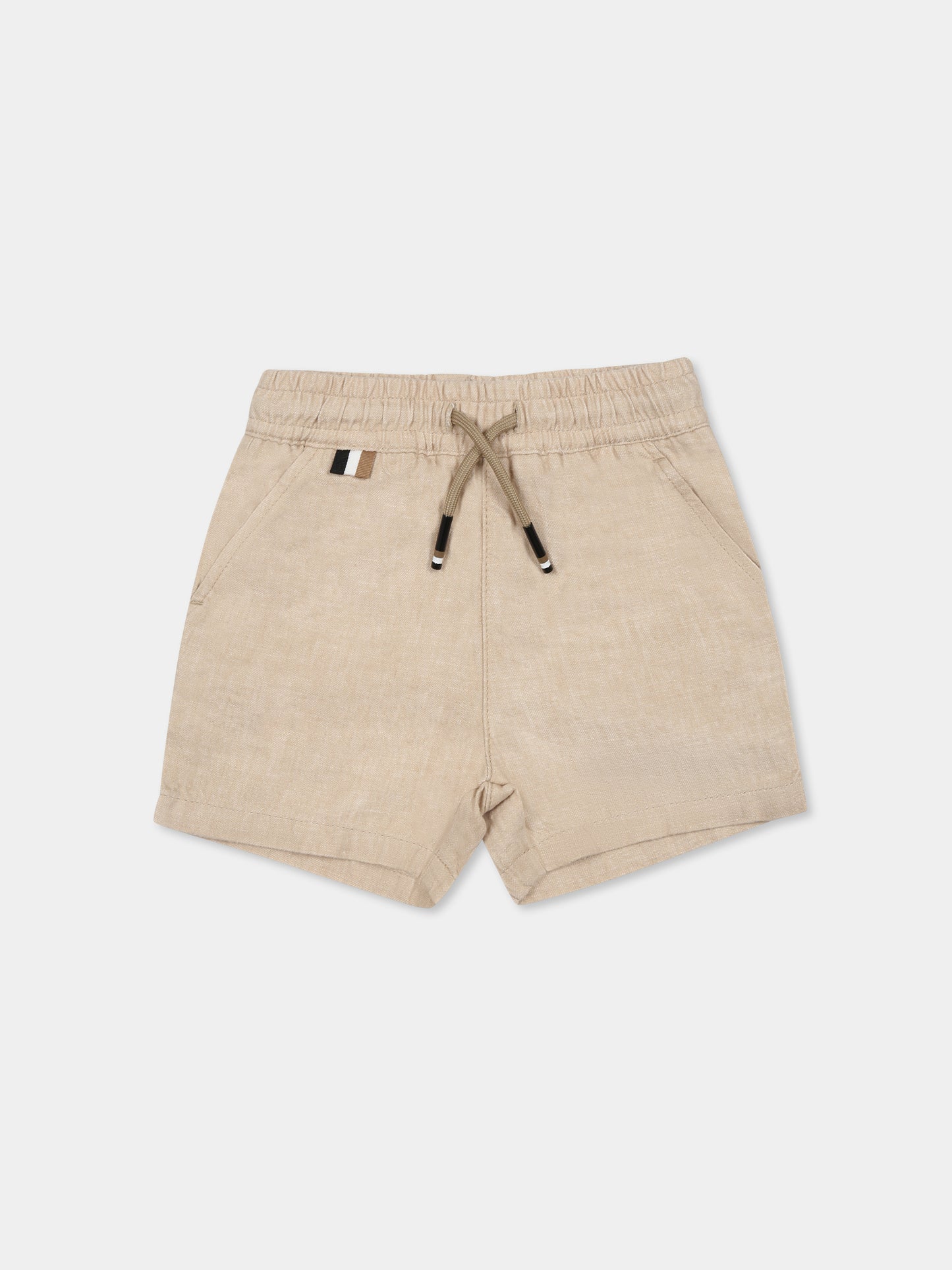 Short beige pour bébé garçon avec logo