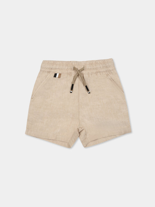 Short beige pour bébé garçon avec logo