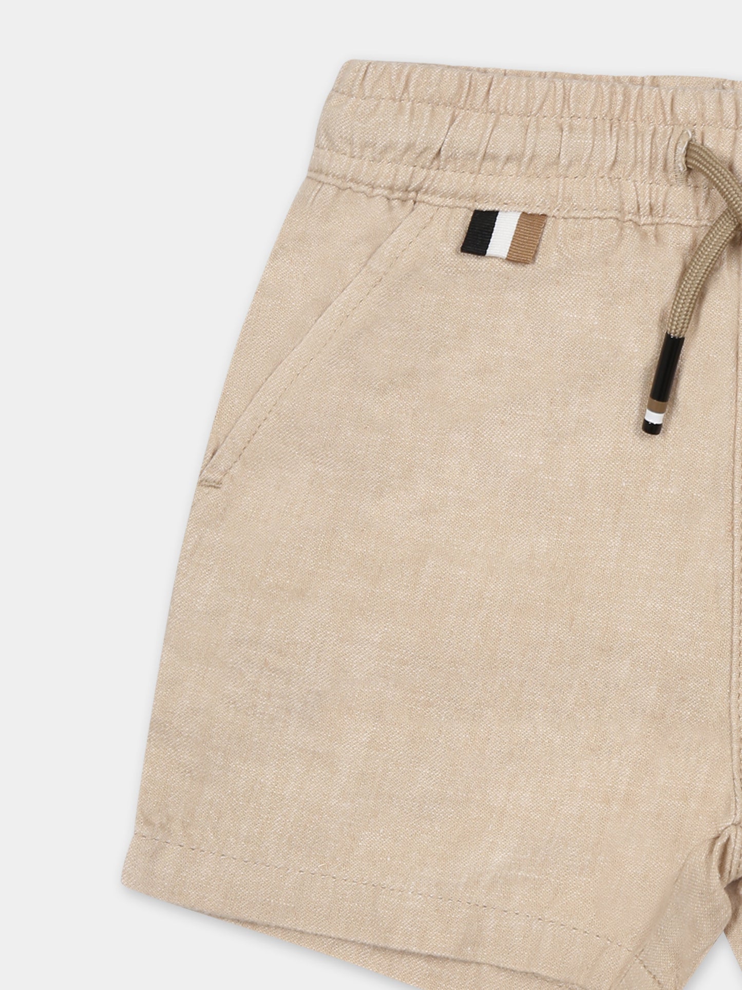 Short beige pour bébé garçon avec logo