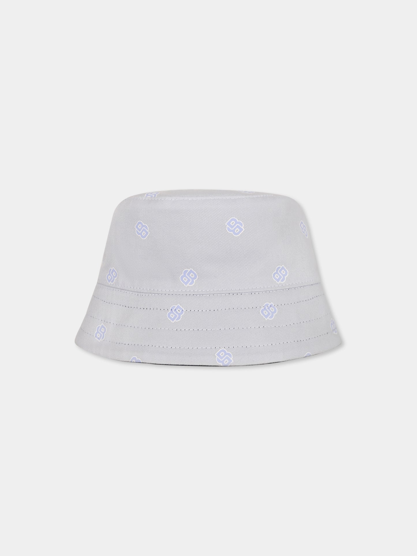 Cloche réversible bleue pour bébé garçon avec logo