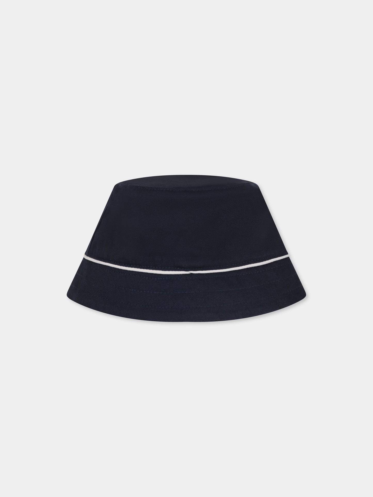Cloche réversible bleue pour bébé garçon avec logo