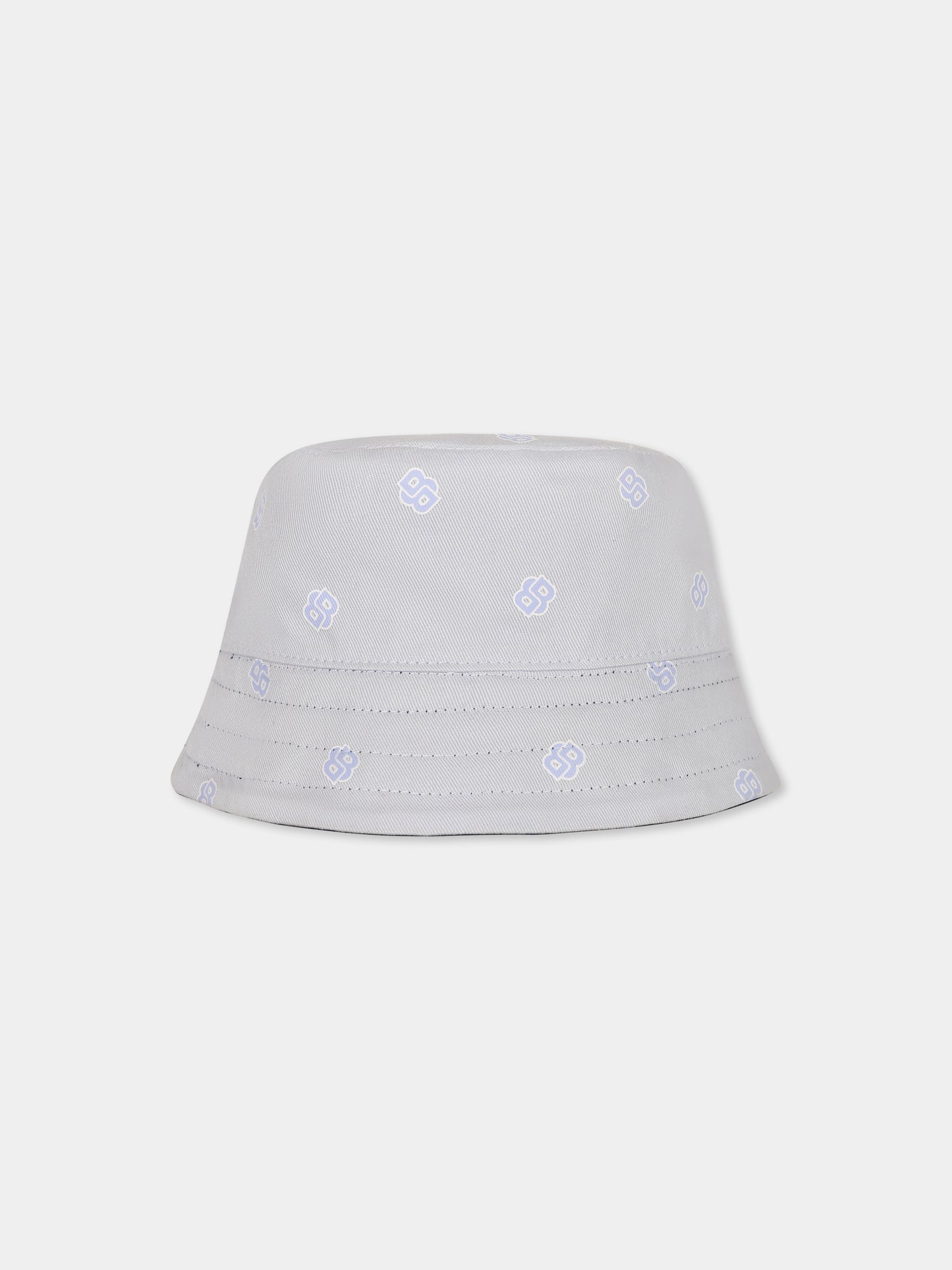 Cloche réversible bleue pour bébé garçon avec logo