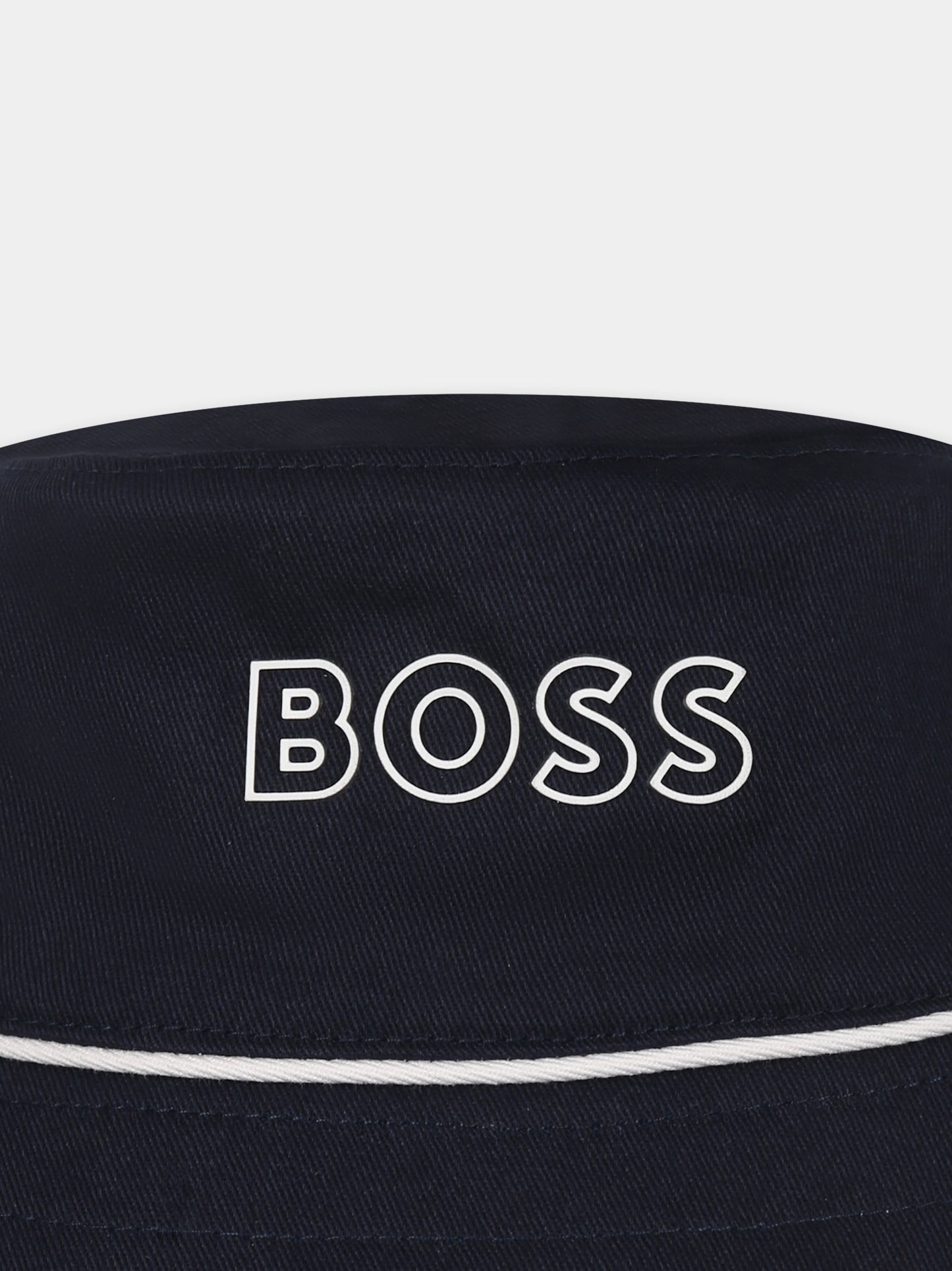 Cloche réversible bleue pour bébé garçon avec logo