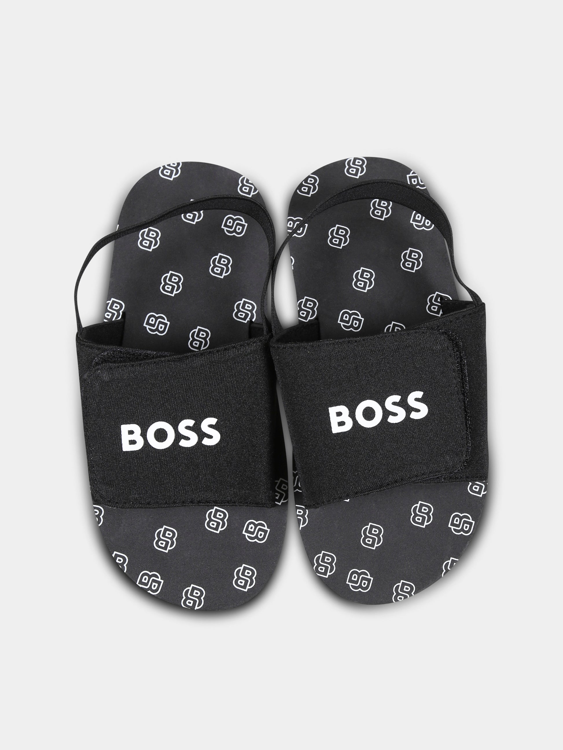 Sandali neri per bambino con logo,Boss,J52156 09B