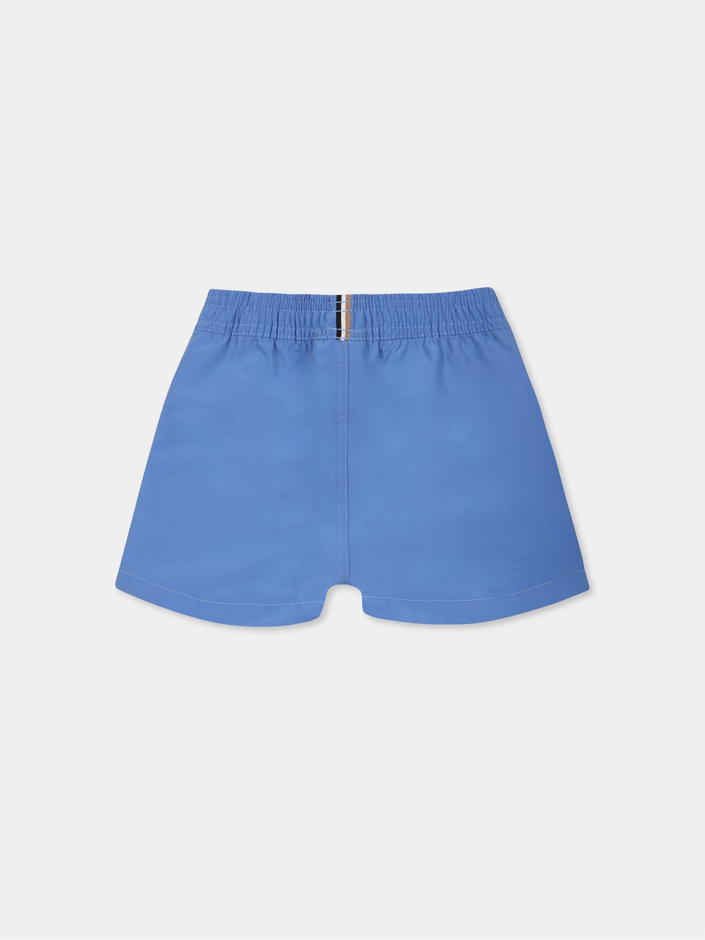 Short de bain bleu ciel pour bébé garçon avec logo