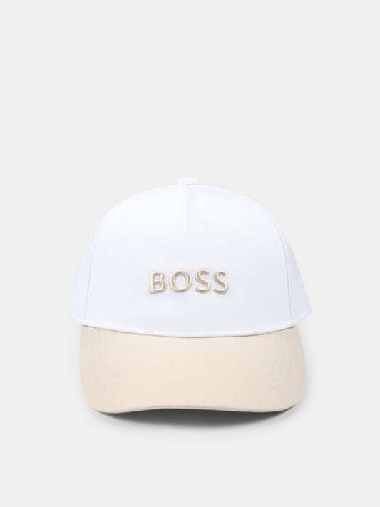 Cappello bianco per bambino con logo,Boss,J51691 10P