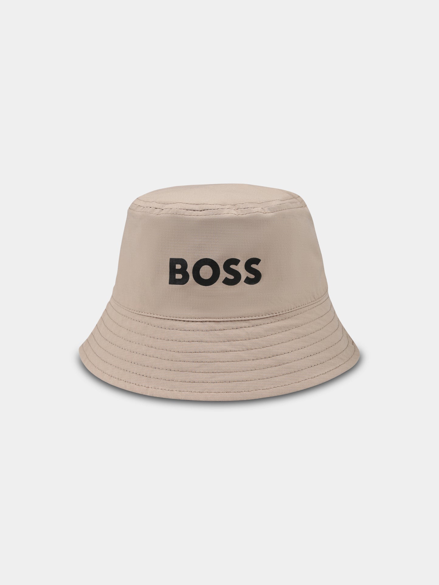 Cloche réversible beige pour garçon avec logo