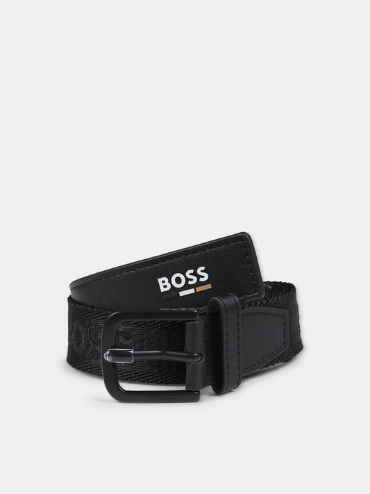 Cintura nera per bambino con logo,Boss,J51740 09B